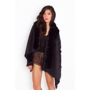 UNIF Chelsea Black Shearling Faux Fur Coat - XS